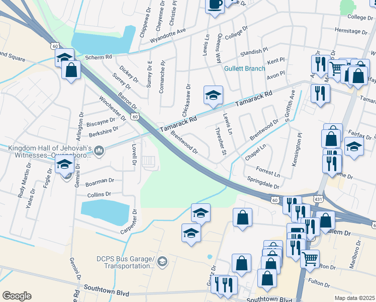 map of restaurants, bars, coffee shops, grocery stores, and more near 3932 Brentwood Dr in Owensboro