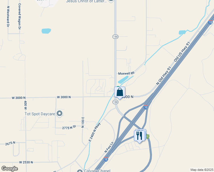 map of restaurants, bars, coffee shops, grocery stores, and more near 3050 275 East Street in Cedar City