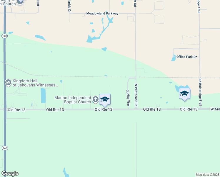 map of restaurants, bars, coffee shops, grocery stores, and more near 9487 Noble Lane in Marion