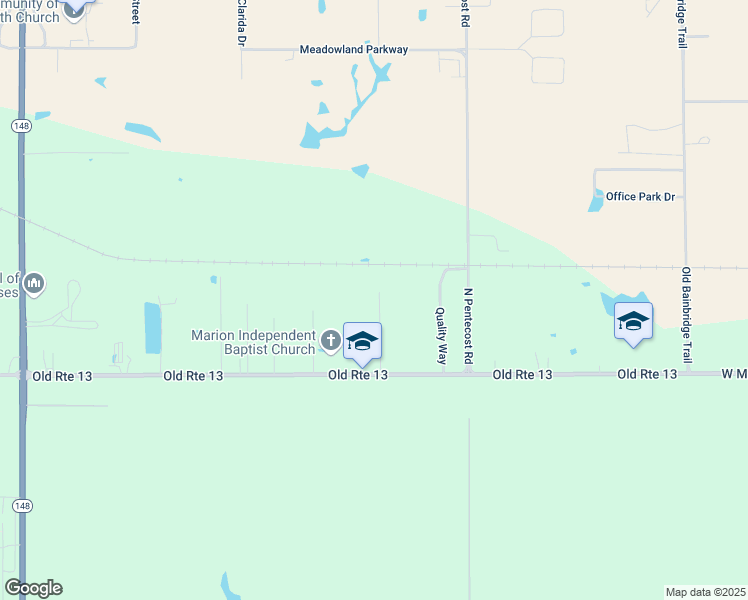 map of restaurants, bars, coffee shops, grocery stores, and more near 9487 Noble Lane in Marion
