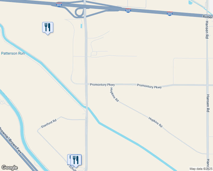 map of restaurants, bars, coffee shops, grocery stores, and more near 6872 Promontory Parkway in Tracy