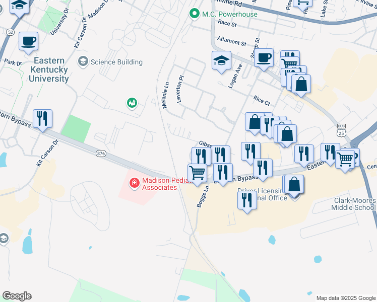 map of restaurants, bars, coffee shops, grocery stores, and more near 410 Artz Drive in Richmond