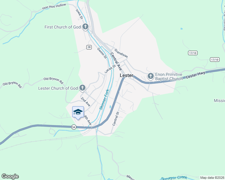 map of restaurants, bars, coffee shops, grocery stores, and more near 144 Virginia St in Lester