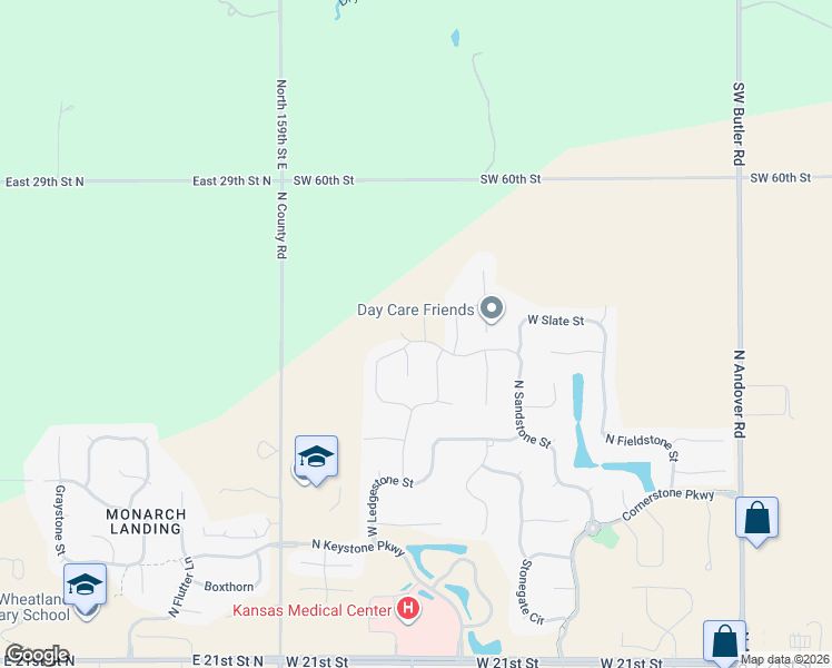 map of restaurants, bars, coffee shops, grocery stores, and more near 2619 North Bluestone Circle in Andover