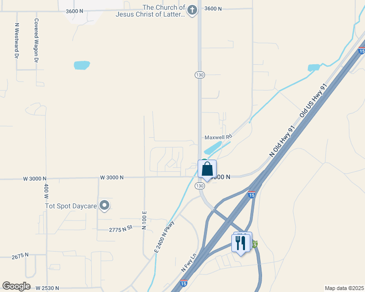 map of restaurants, bars, coffee shops, grocery stores, and more near 273 3100 North in Cedar City