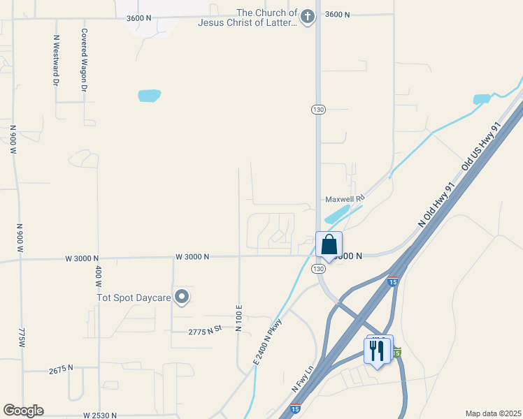 map of restaurants, bars, coffee shops, grocery stores, and more near 273 3100 North in Cedar City