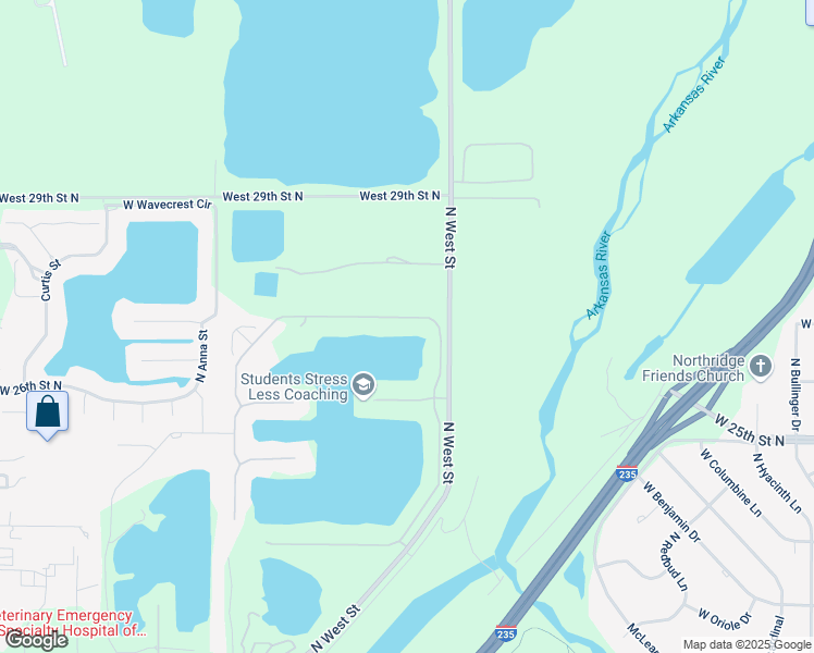 map of restaurants, bars, coffee shops, grocery stores, and more near 4311 Emerald Bay Street in Wichita