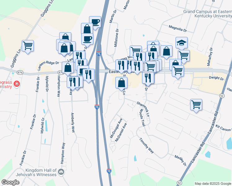 map of restaurants, bars, coffee shops, grocery stores, and more near 101 Manna Drive in Richmond