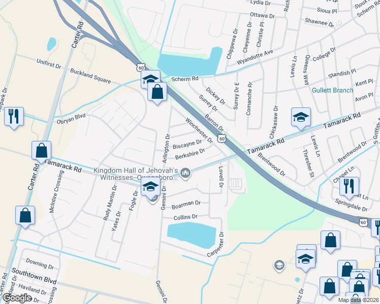 map of restaurants, bars, coffee shops, grocery stores, and more near 2201 Berkshire Drive in Owensboro