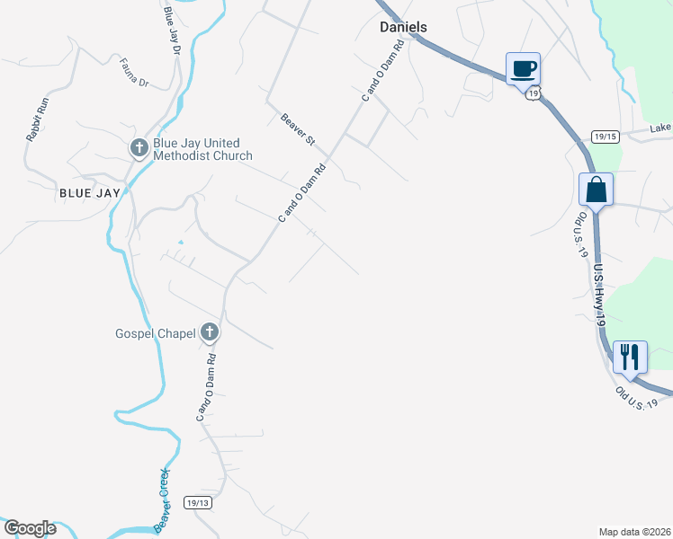 map of restaurants, bars, coffee shops, grocery stores, and more near 232 Main Street in Daniels