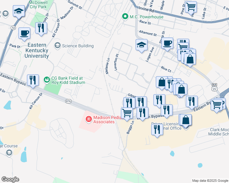 map of restaurants, bars, coffee shops, grocery stores, and more near 384 Gibson Lane in Richmond