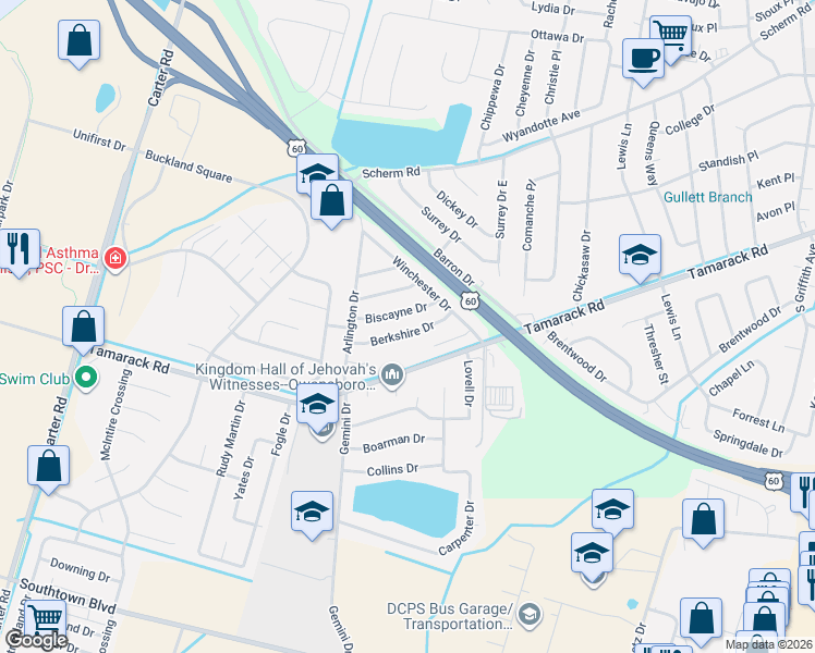map of restaurants, bars, coffee shops, grocery stores, and more near 2209 Berkshire Drive in Owensboro