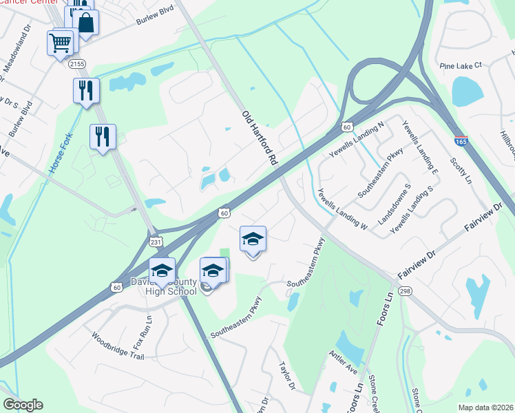 map of restaurants, bars, coffee shops, grocery stores, and more near 4008 Noel Place in Owensboro
