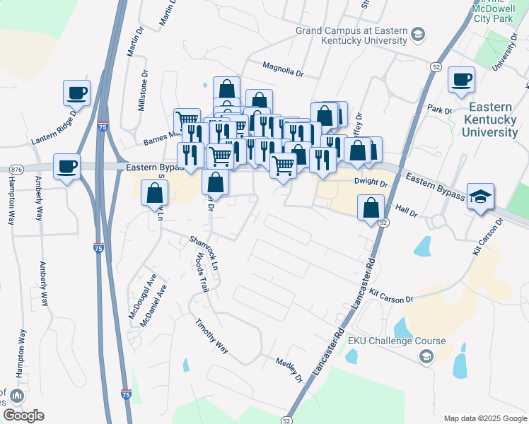 map of restaurants, bars, coffee shops, grocery stores, and more near 230 Brittany Circle in Richmond
