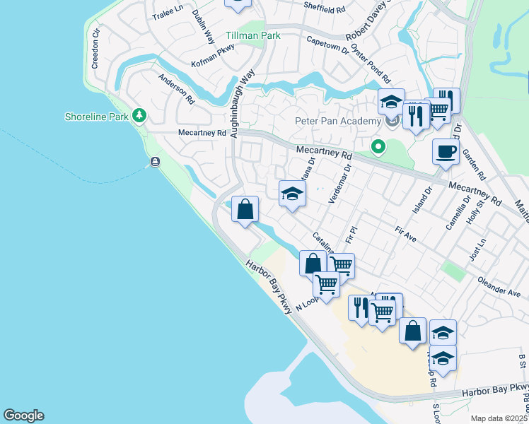 map of restaurants, bars, coffee shops, grocery stores, and more near 1 Lavagetto Court in Alameda