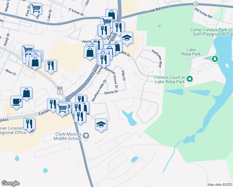 map of restaurants, bars, coffee shops, grocery stores, and more near 926 Siesta Drive in Richmond
