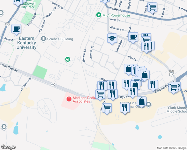 map of restaurants, bars, coffee shops, grocery stores, and more near 399 Gibson Lane in Richmond