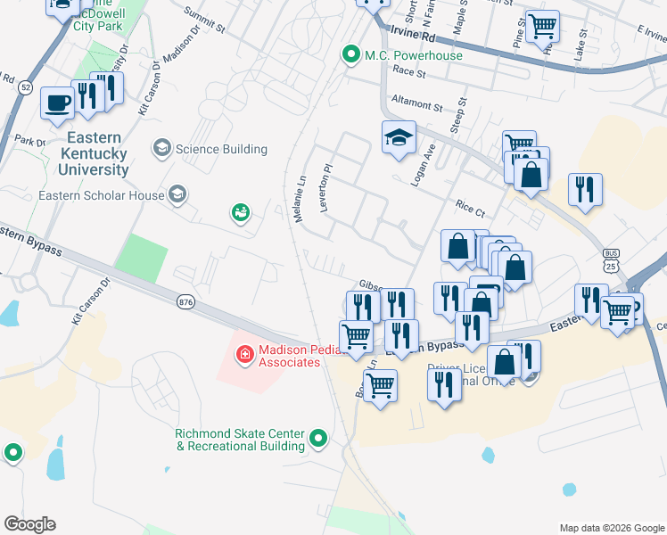 map of restaurants, bars, coffee shops, grocery stores, and more near 391 Gibson Lane in Richmond