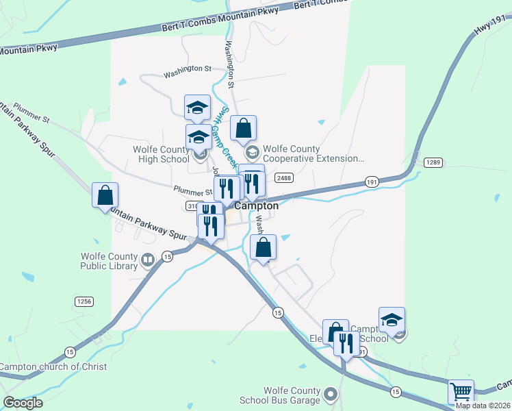 map of restaurants, bars, coffee shops, grocery stores, and more near in Campton