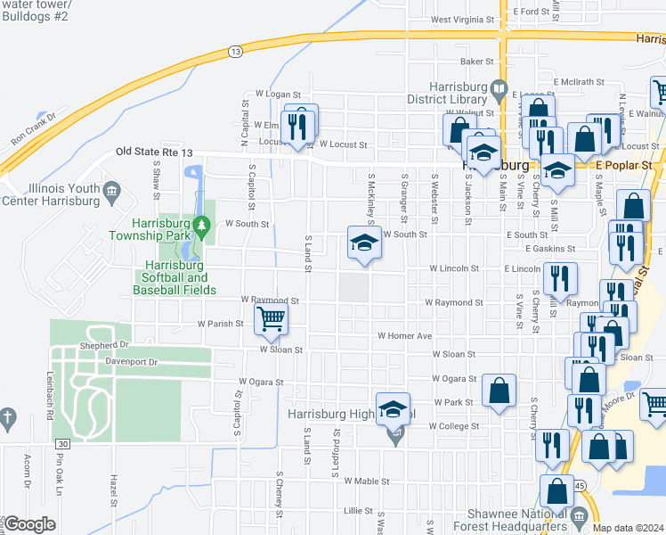 map of restaurants, bars, coffee shops, grocery stores, and more near 514 West Lincoln Street in Harrisburg