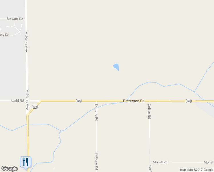 map of restaurants, bars, coffee shops, grocery stores, and more near 1009 Patterson Road in Modesto