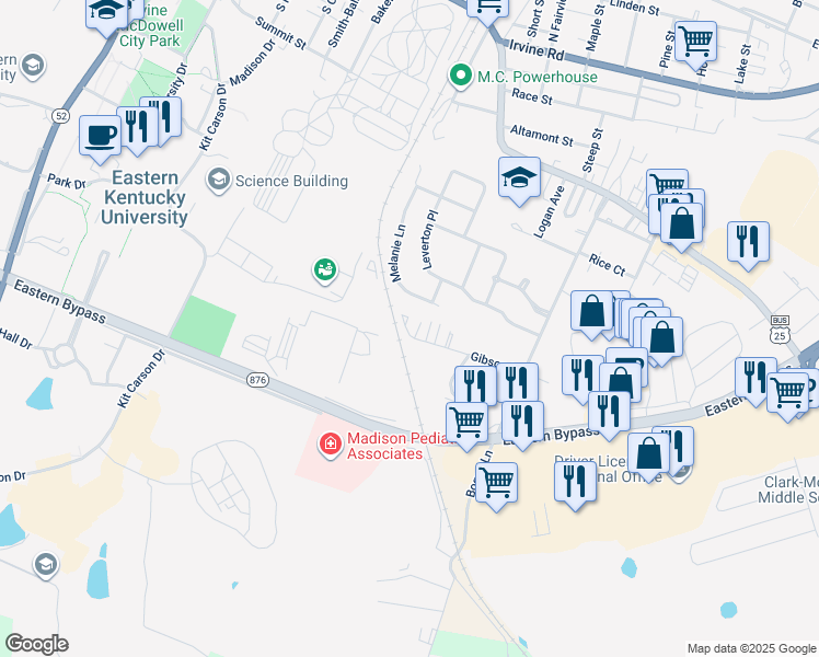 map of restaurants, bars, coffee shops, grocery stores, and more near 384 Gibson Lane in Richmond