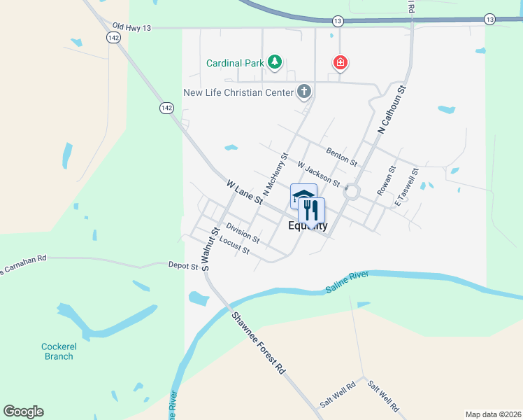 map of restaurants, bars, coffee shops, grocery stores, and more near 143-145 South Mcduffy Street in Equality