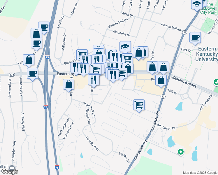 map of restaurants, bars, coffee shops, grocery stores, and more near 235 Wayne Drive in Richmond
