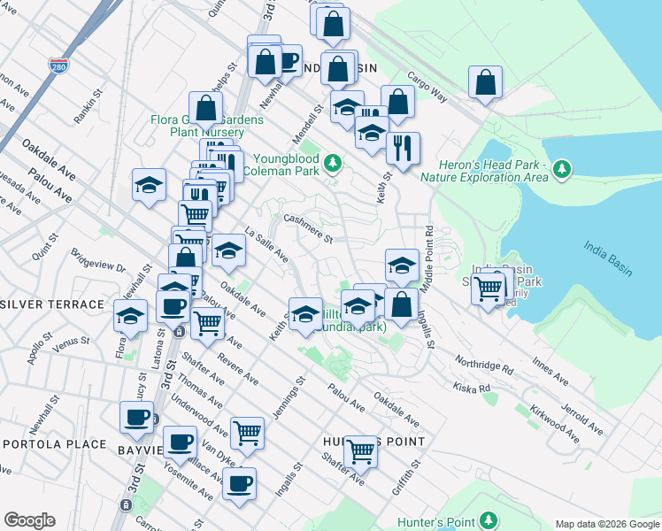 map of restaurants, bars, coffee shops, grocery stores, and more near in San Francisco