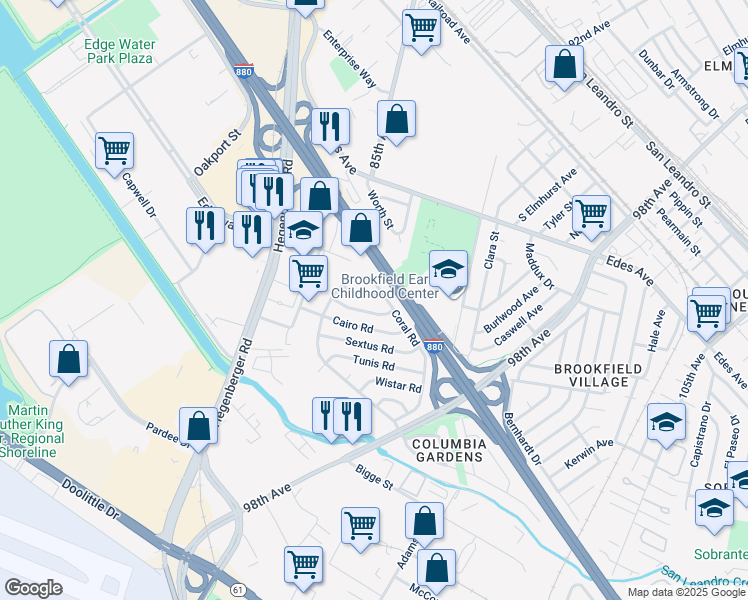 map of restaurants, bars, coffee shops, grocery stores, and more near 262 Fitzpatrick Road in Oakland