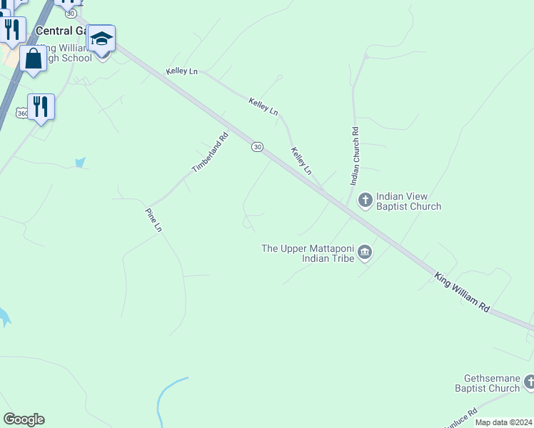 map of restaurants, bars, coffee shops, grocery stores, and more near 239 King William Estates Lane in King William