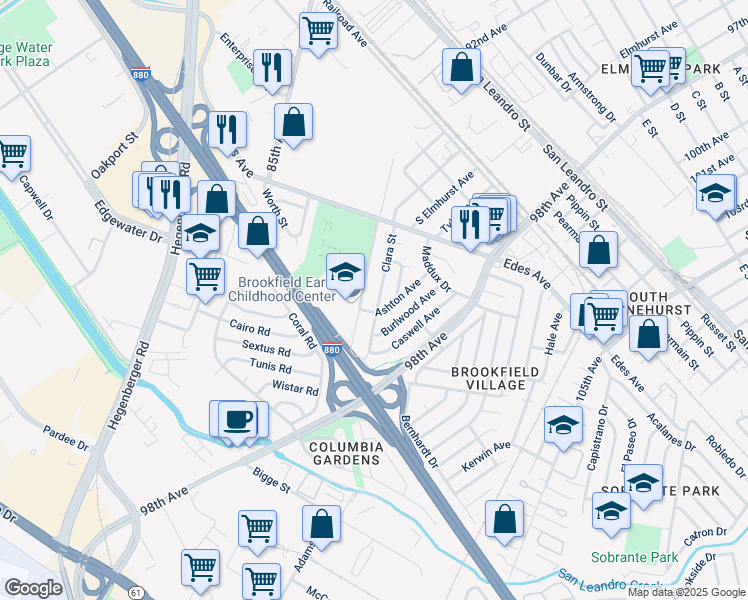map of restaurants, bars, coffee shops, grocery stores, and more near 440 Jones Avenue in Oakland