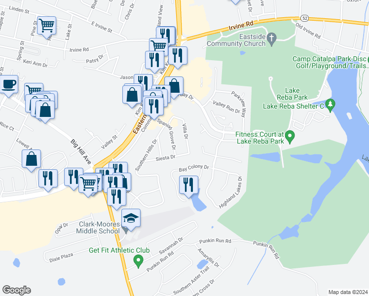 map of restaurants, bars, coffee shops, grocery stores, and more near 982 Spanish Grove Drive in Richmond