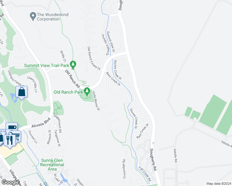 map of restaurants, bars, coffee shops, grocery stores, and more near 537 Columbia Creek Drive in San Ramon
