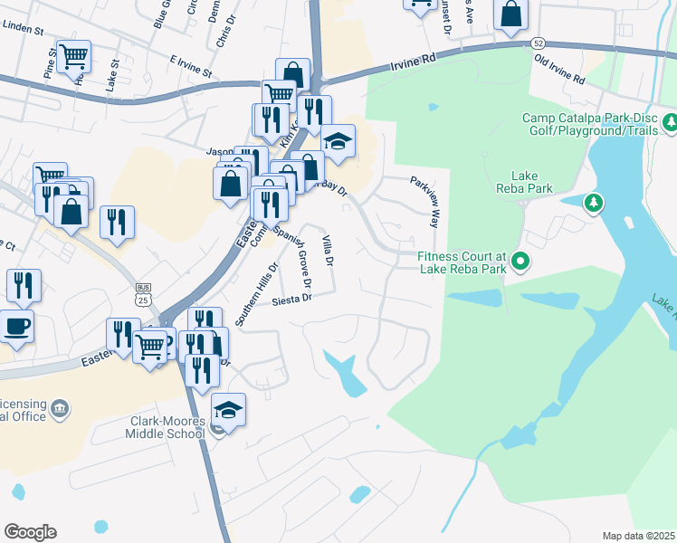 map of restaurants, bars, coffee shops, grocery stores, and more near 974 Villa Drive in Richmond