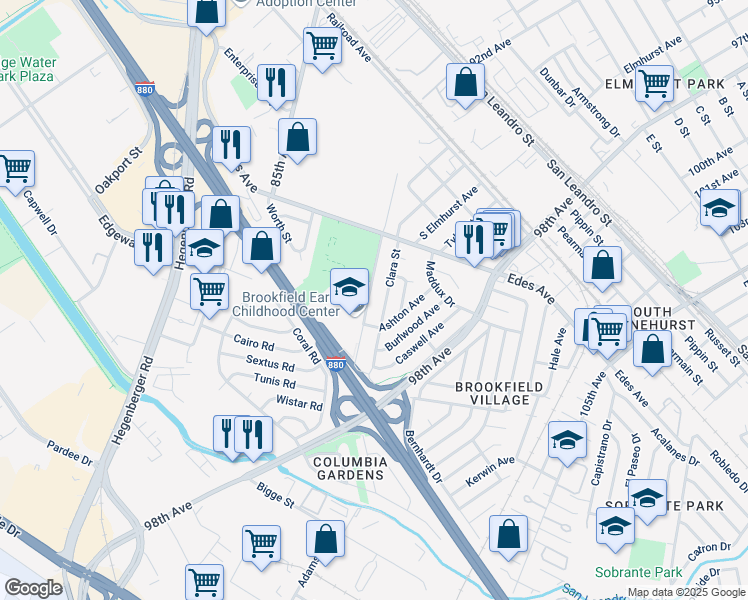 map of restaurants, bars, coffee shops, grocery stores, and more near 440 Jones Avenue in Oakland