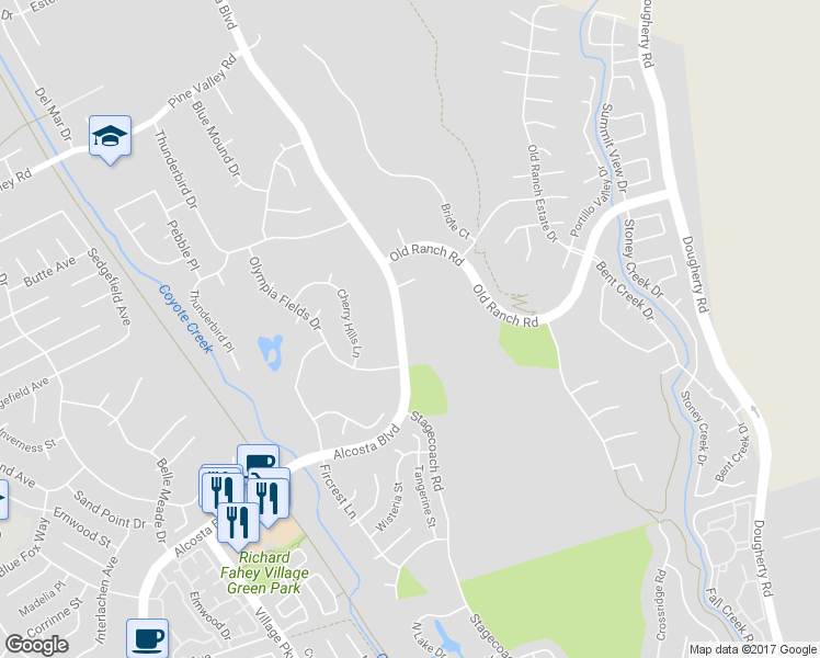 map of restaurants, bars, coffee shops, grocery stores, and more near 9426 Alcosta Boulevard in San Ramon