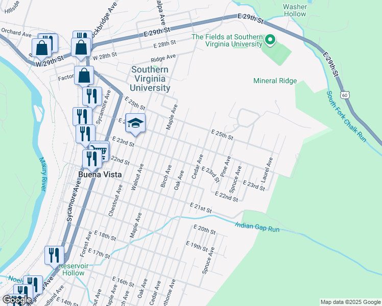 map of restaurants, bars, coffee shops, grocery stores, and more near 651-699 E 23rd St in Buena Vista