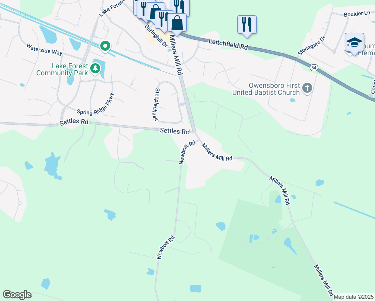 map of restaurants, bars, coffee shops, grocery stores, and more near 4841 Newbolt Road in Owensboro