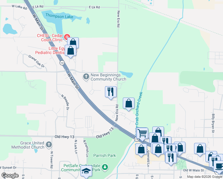 map of restaurants, bars, coffee shops, grocery stores, and more near 860-886 New Era Road in Carbondale