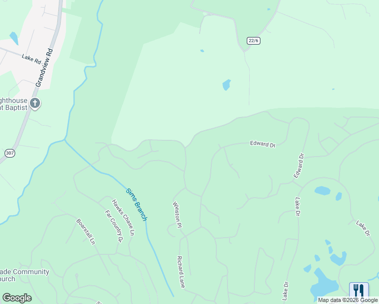 map of restaurants, bars, coffee shops, grocery stores, and more near Richard Lane in Daniels