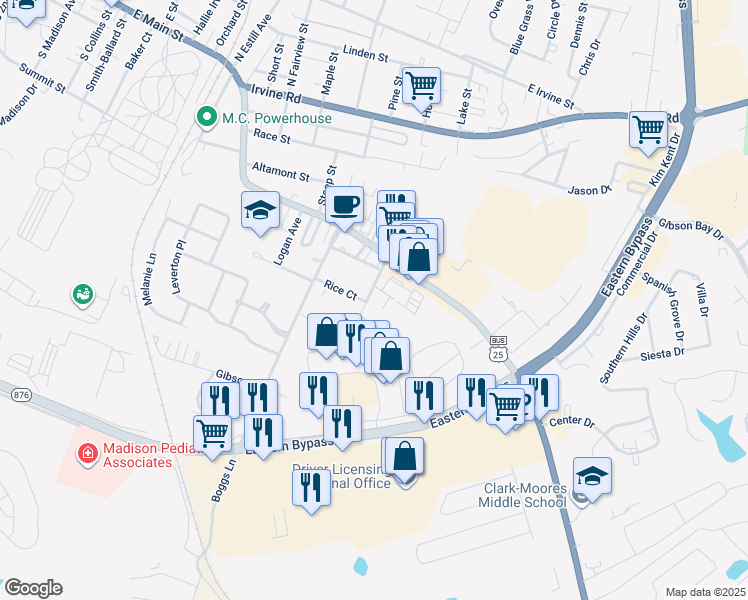map of restaurants, bars, coffee shops, grocery stores, and more near 104 Lowell Avenue in Richmond