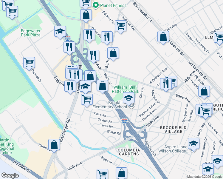 map of restaurants, bars, coffee shops, grocery stores, and more near 410 Worth Street in Oakland