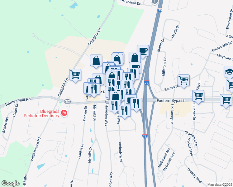 map of restaurants, bars, coffee shops, grocery stores, and more near 2037 Lantern Ridge Drive in Richmond