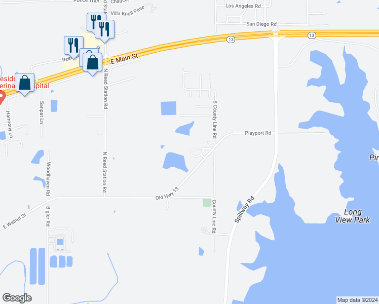 map of restaurants, bars, coffee shops, grocery stores, and more near 79 Village Drive in Carbondale
