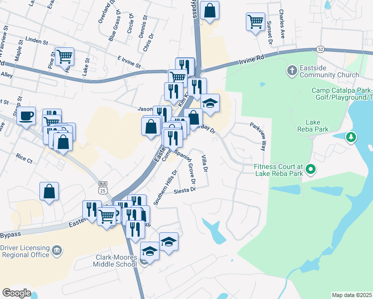 map of restaurants, bars, coffee shops, grocery stores, and more near 950 Commercial Drive in Richmond