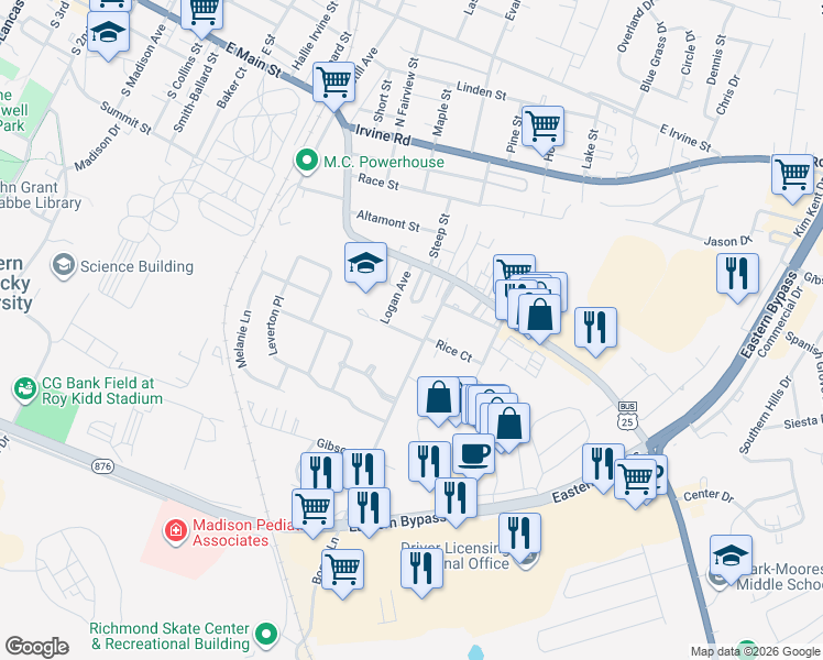 map of restaurants, bars, coffee shops, grocery stores, and more near 408 Bond Street in Richmond