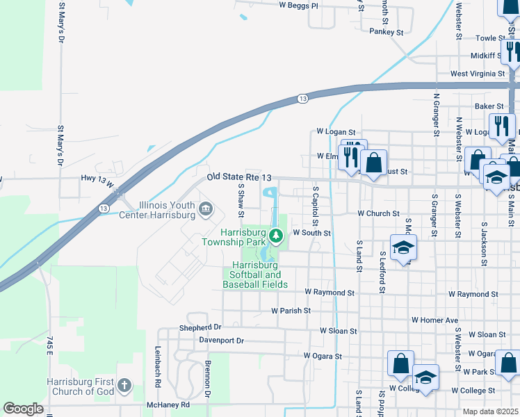 map of restaurants, bars, coffee shops, grocery stores, and more near 98 South Herbert Street in Harrisburg