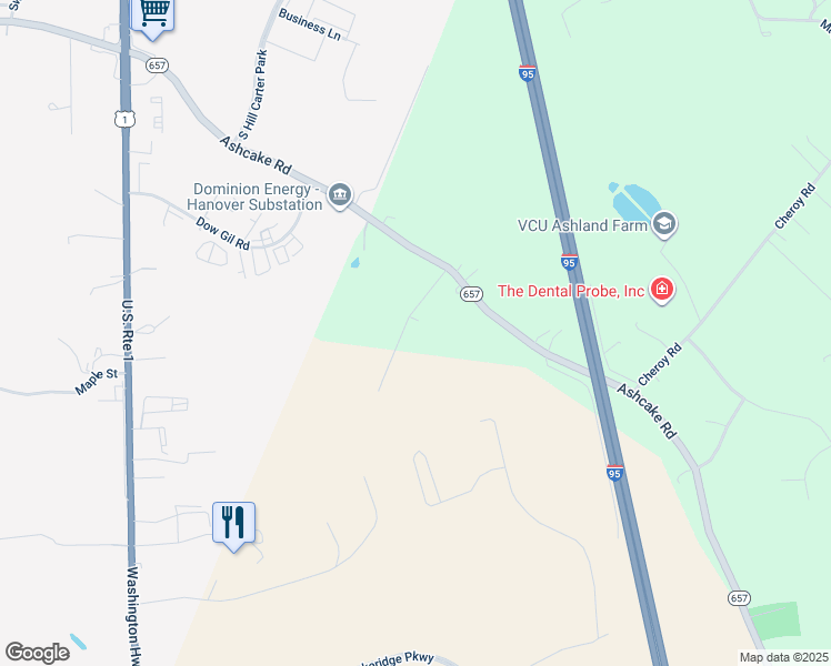 map of restaurants, bars, coffee shops, grocery stores, and more near 12190 Ashland Heights Road in Ashland