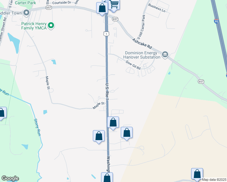 map of restaurants, bars, coffee shops, grocery stores, and more near 12190 Washington Highway in Ashland